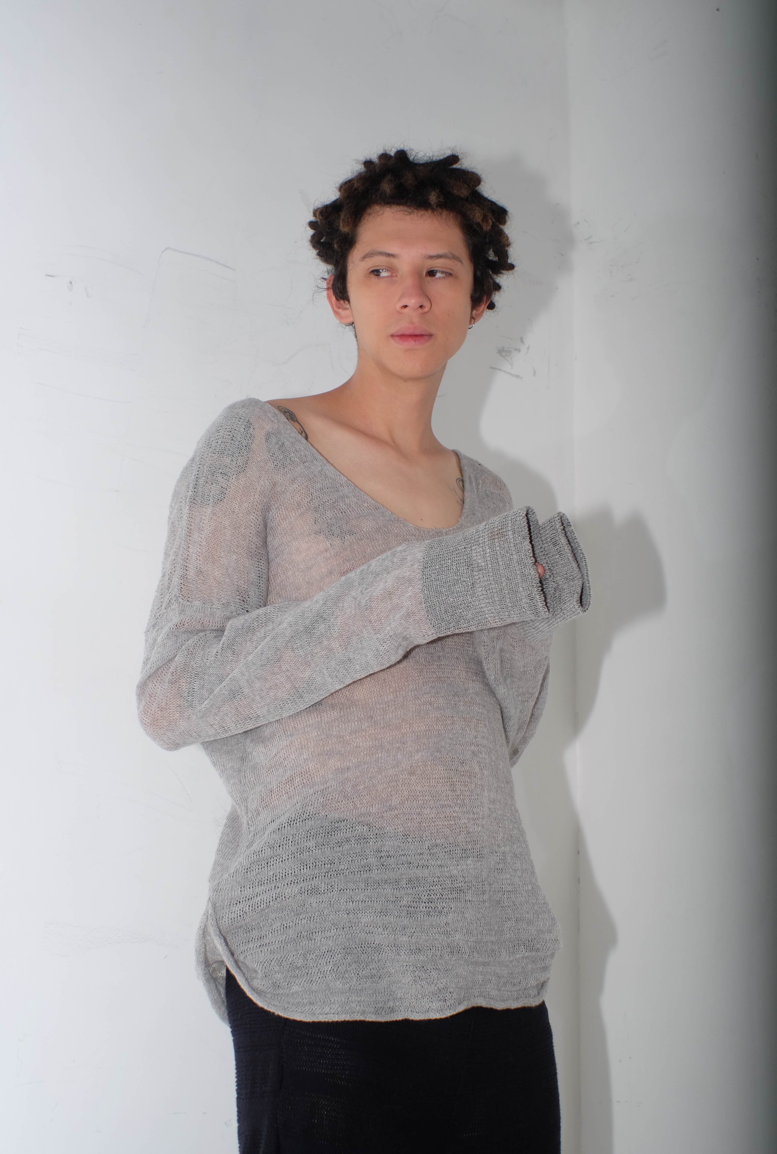 krystal paniagua id longsleeve grey mens top knitwear