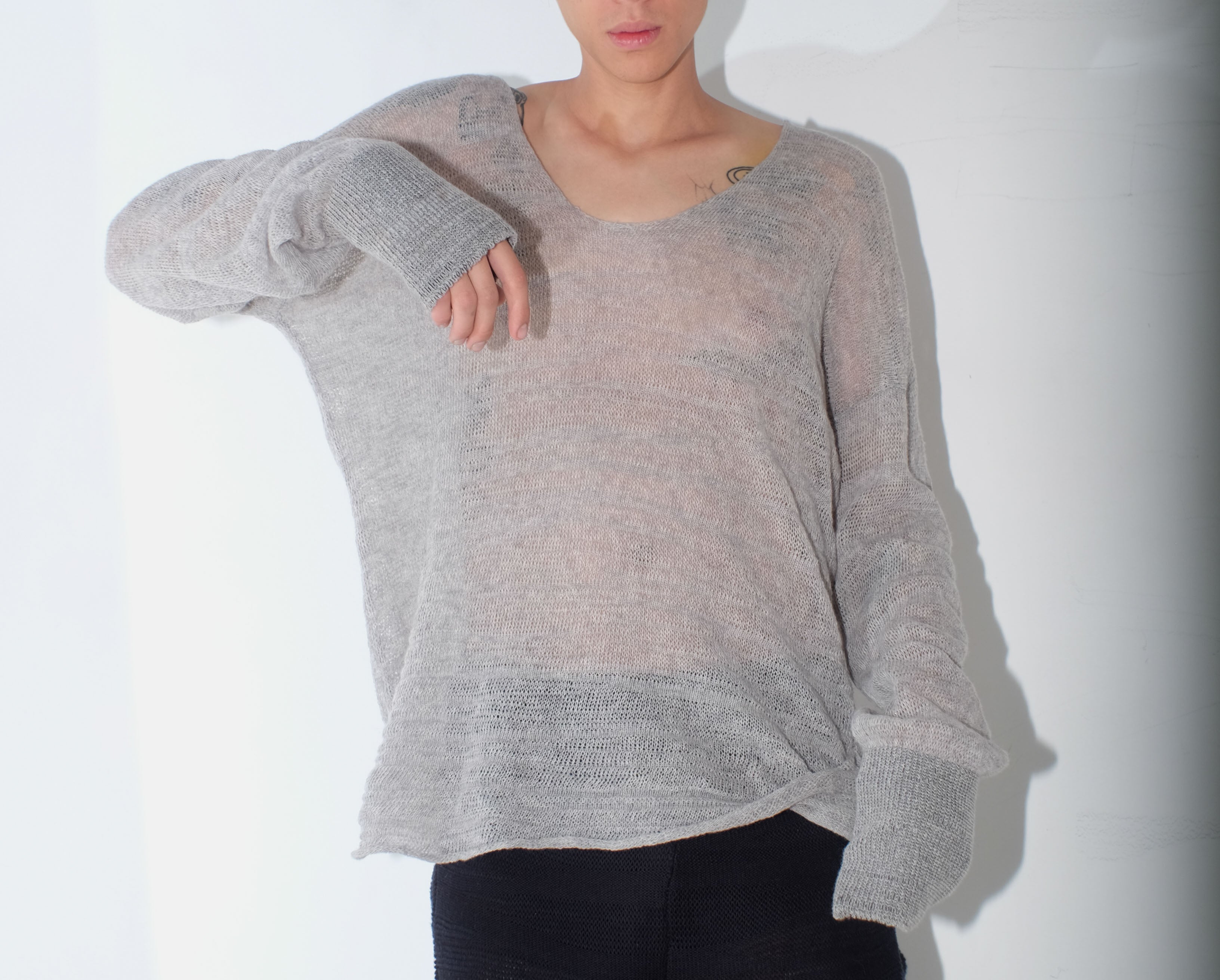krystal paniagua id longsleeve grey mens top knitwear