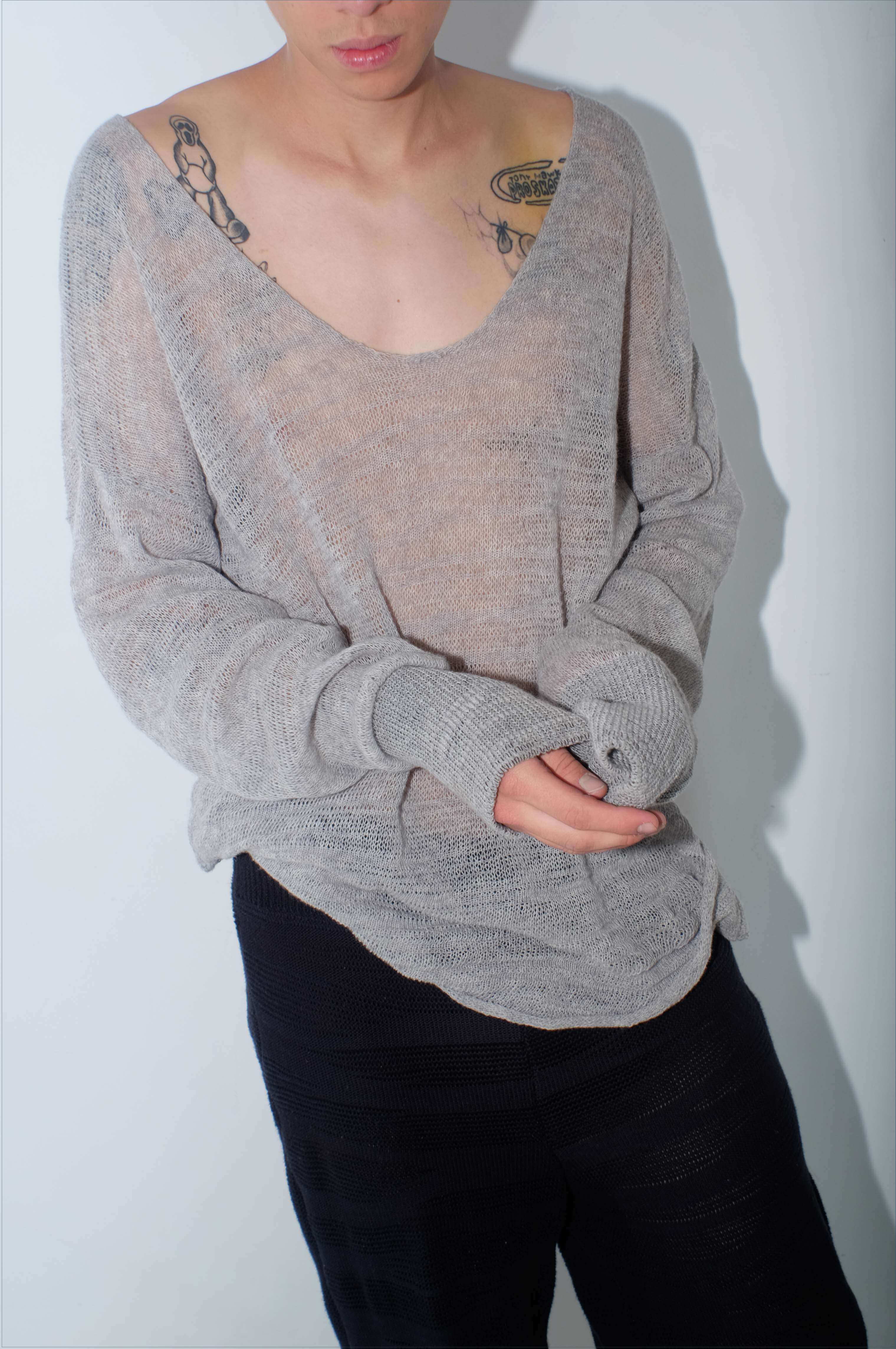 krystal paniagua id longsleeve grey mens top knitwear