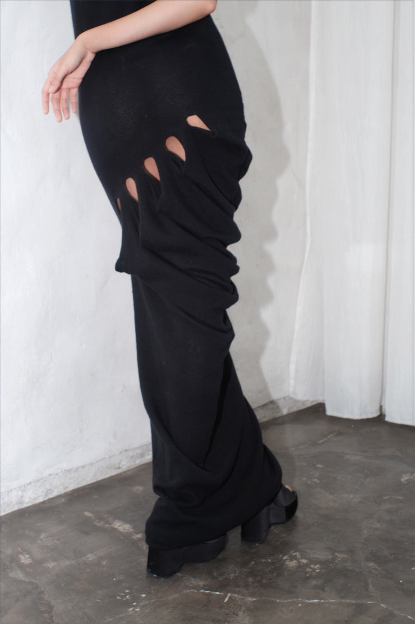 krystal paniagua side hold dress black knit