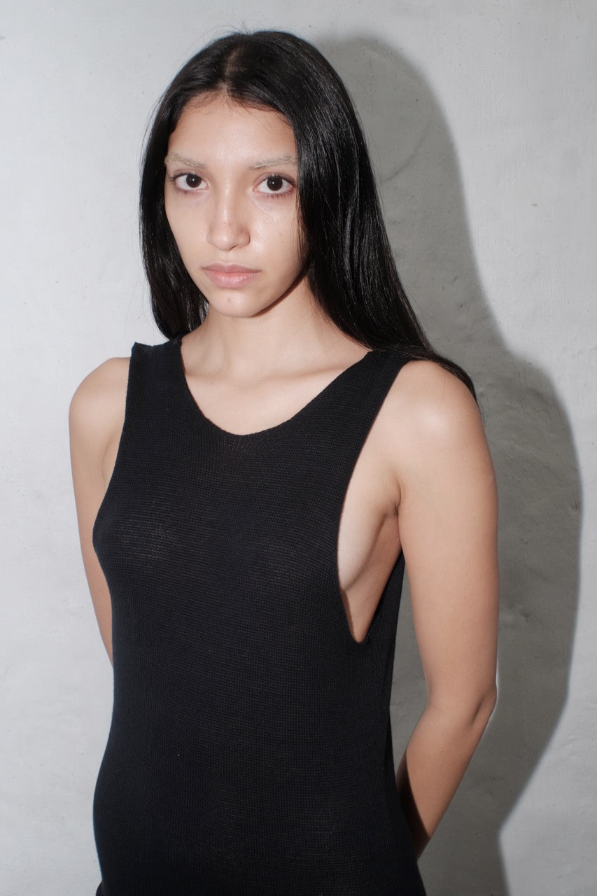 krystal paniagua side hold dress black knit