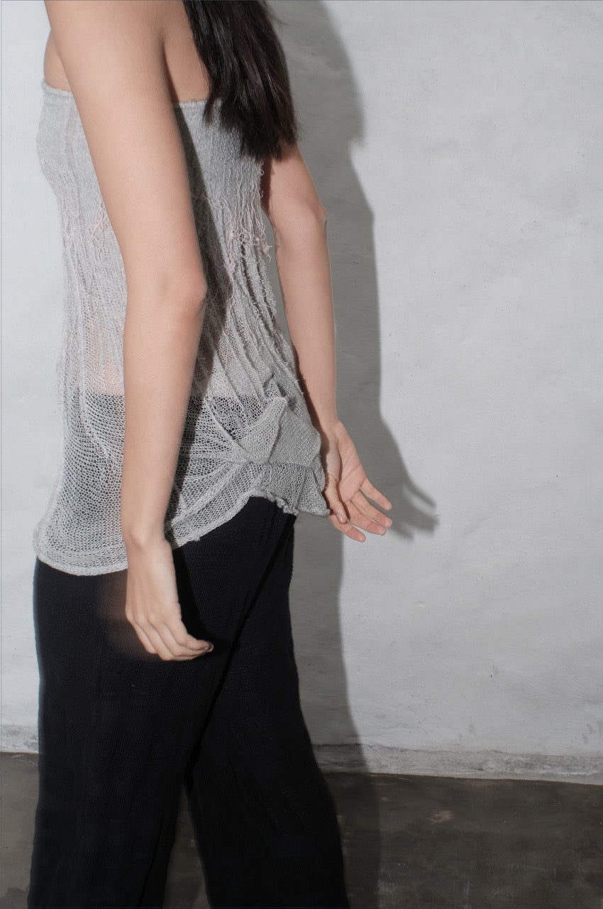 krystal paniagua organic tube top grey knit