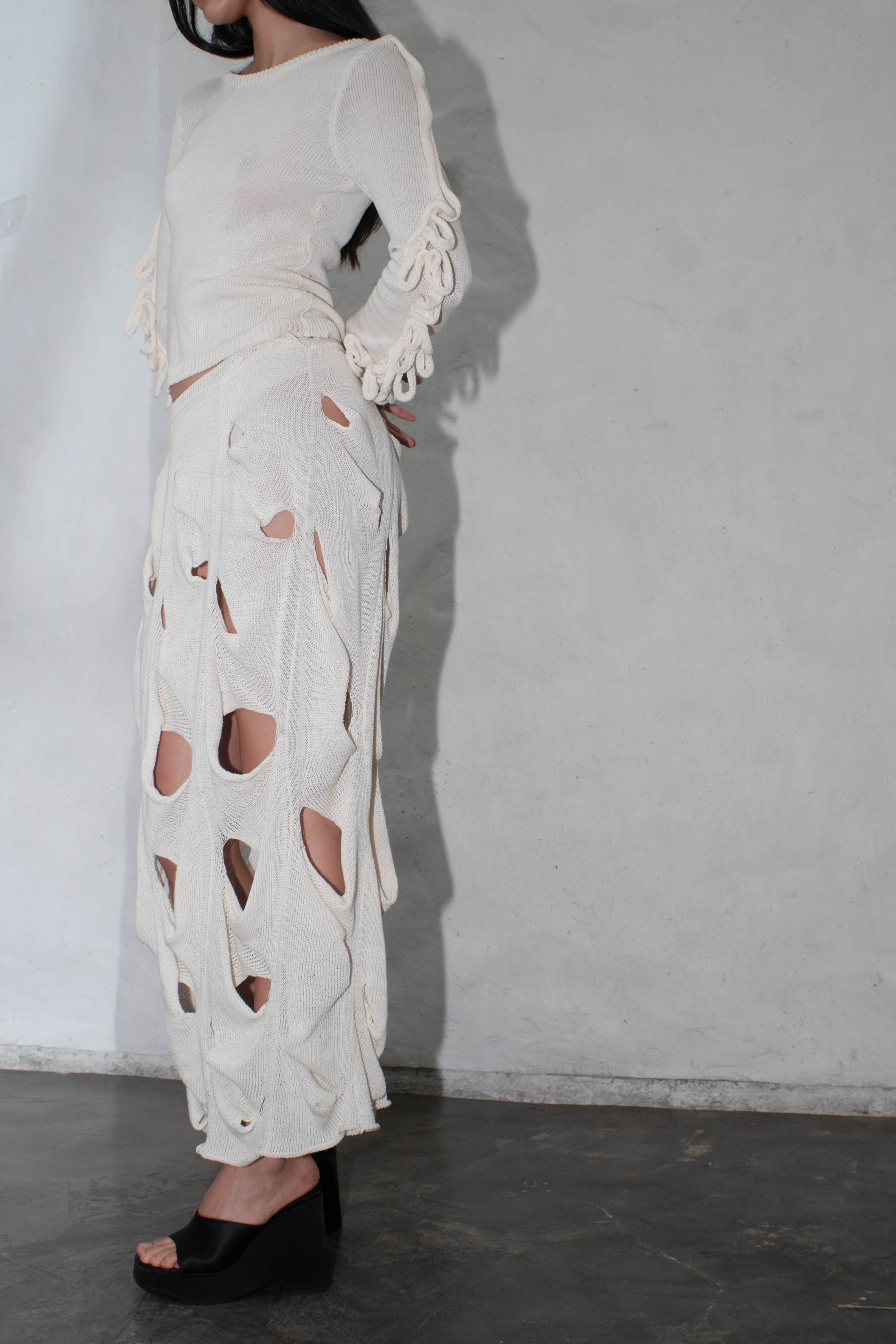 krystal paniagua cascade skirt white knitwear