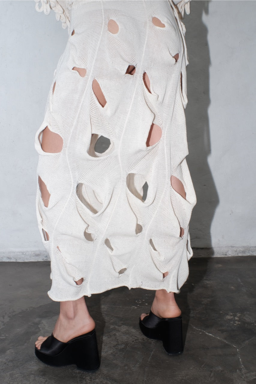 krystal paniagua cascade skirt white knitwear