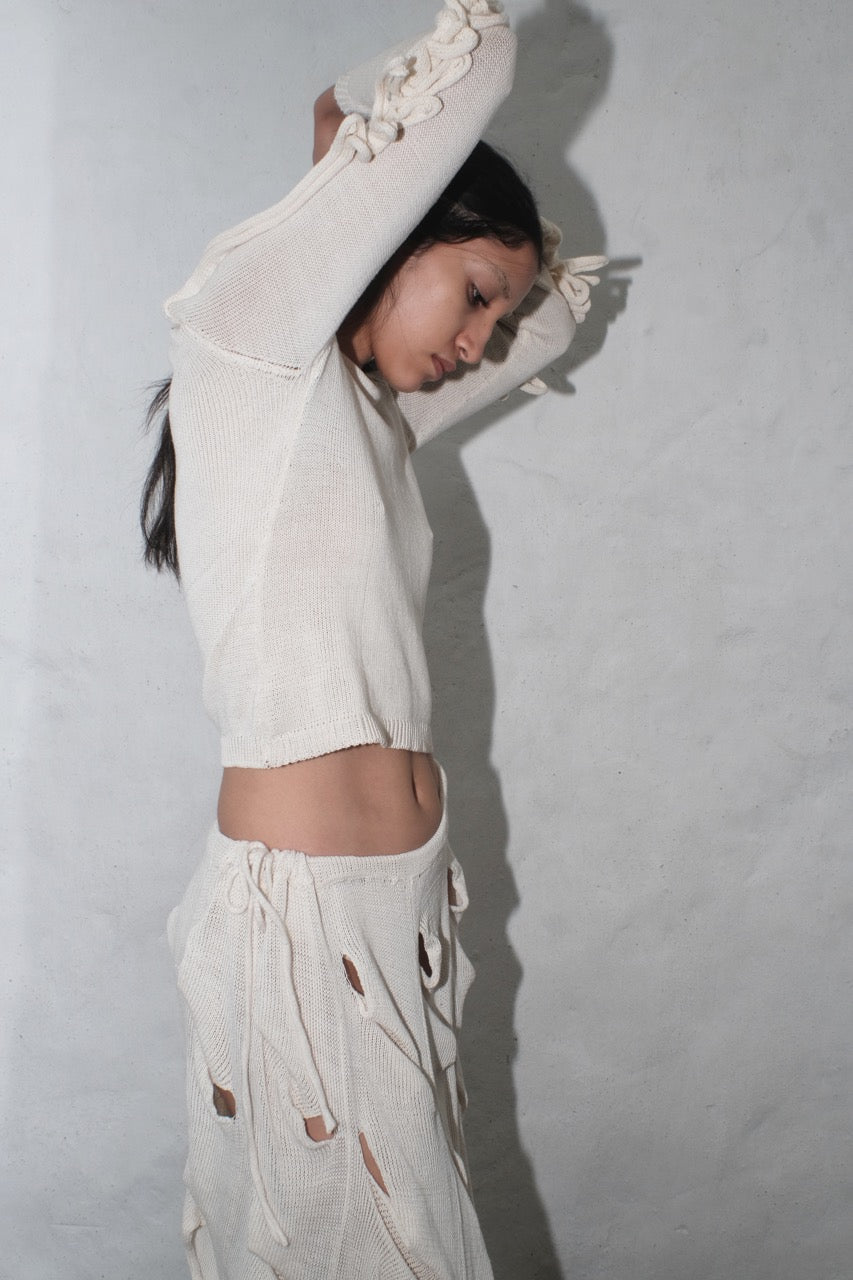 krystal paniagua cascade skirt white knitwear