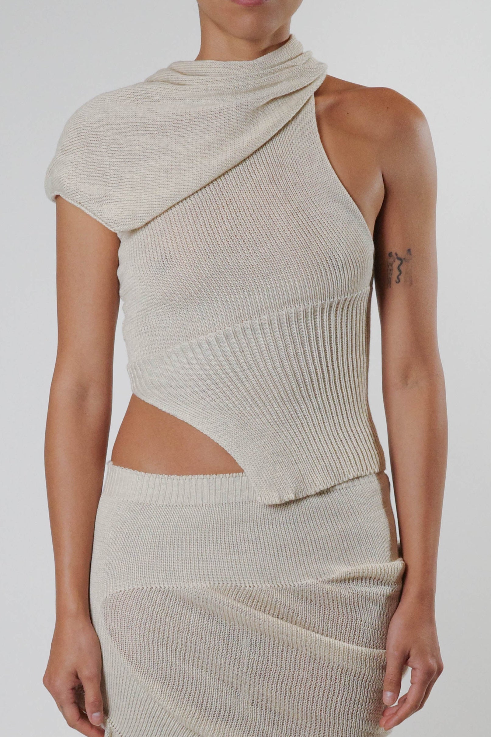 Neck Drape Top (Beige)