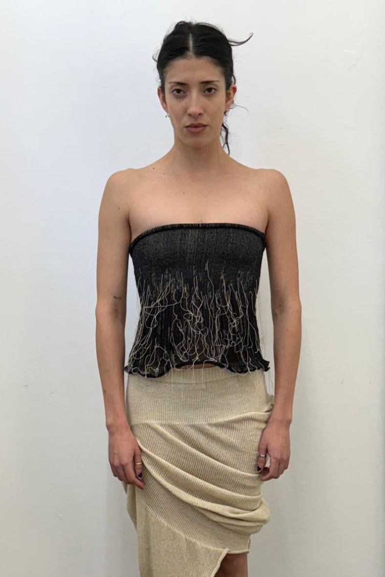 Organic Tube Top (Black/Beige) (unlisted la)