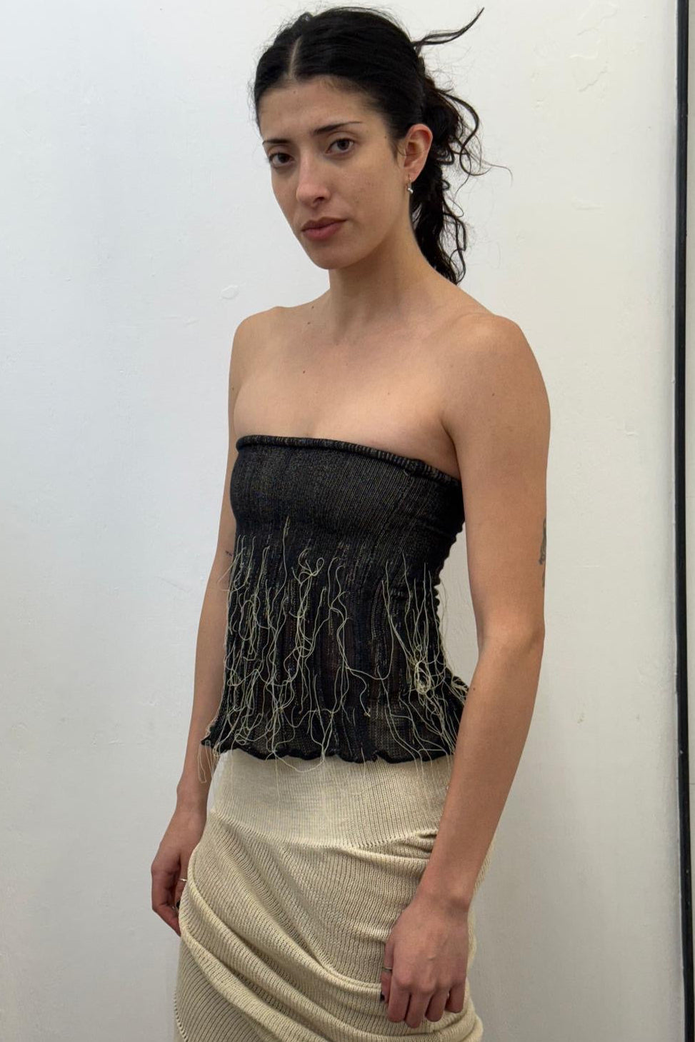 Organic Tube Top (Black/Beige) (unlisted la)