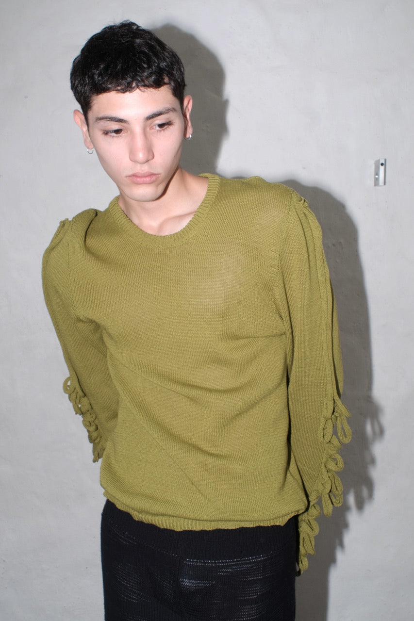 krystal paniagua swiggle longsleeve green mens top knitwear