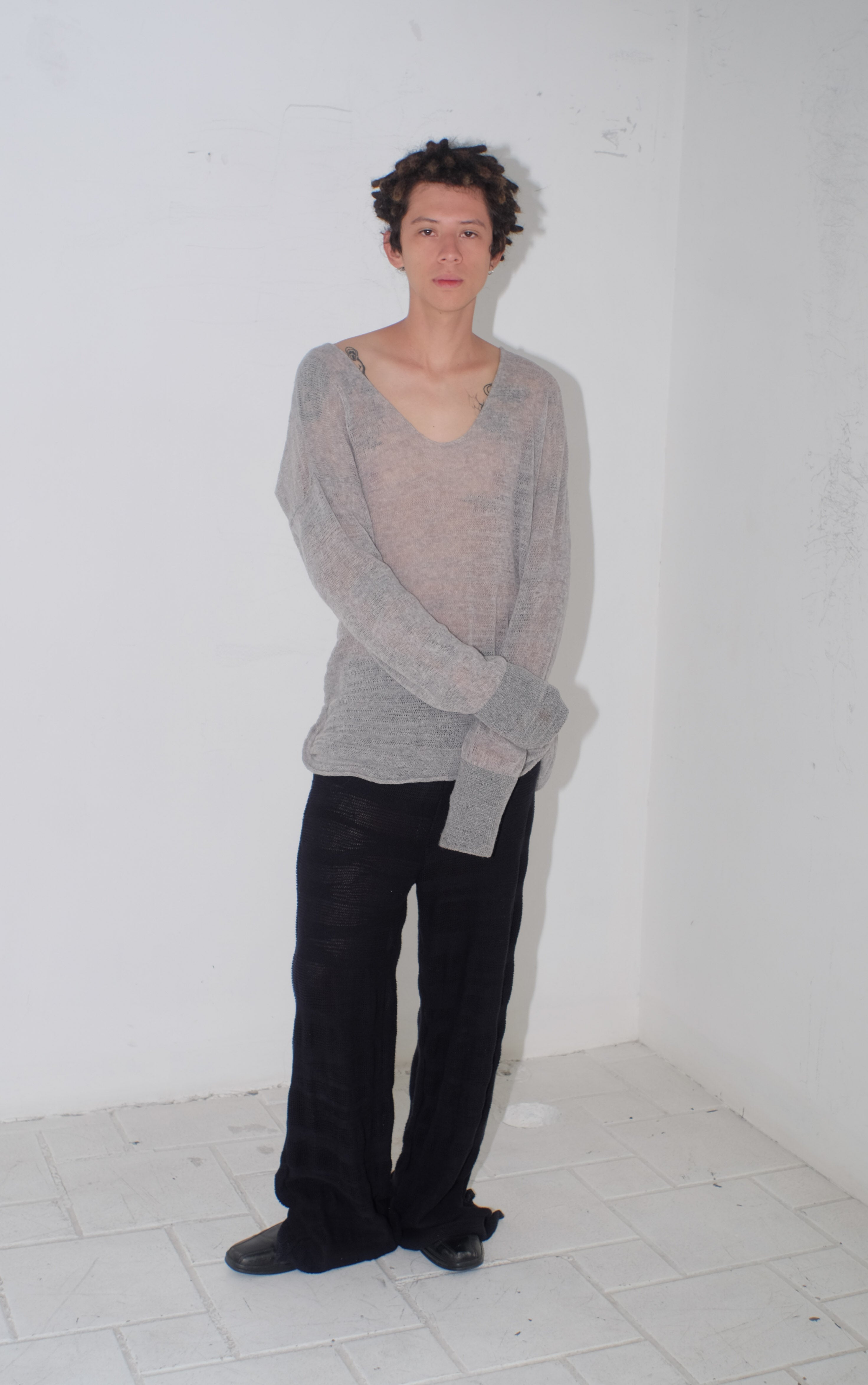krystal paniagua id longsleeve grey mens top knitwear
