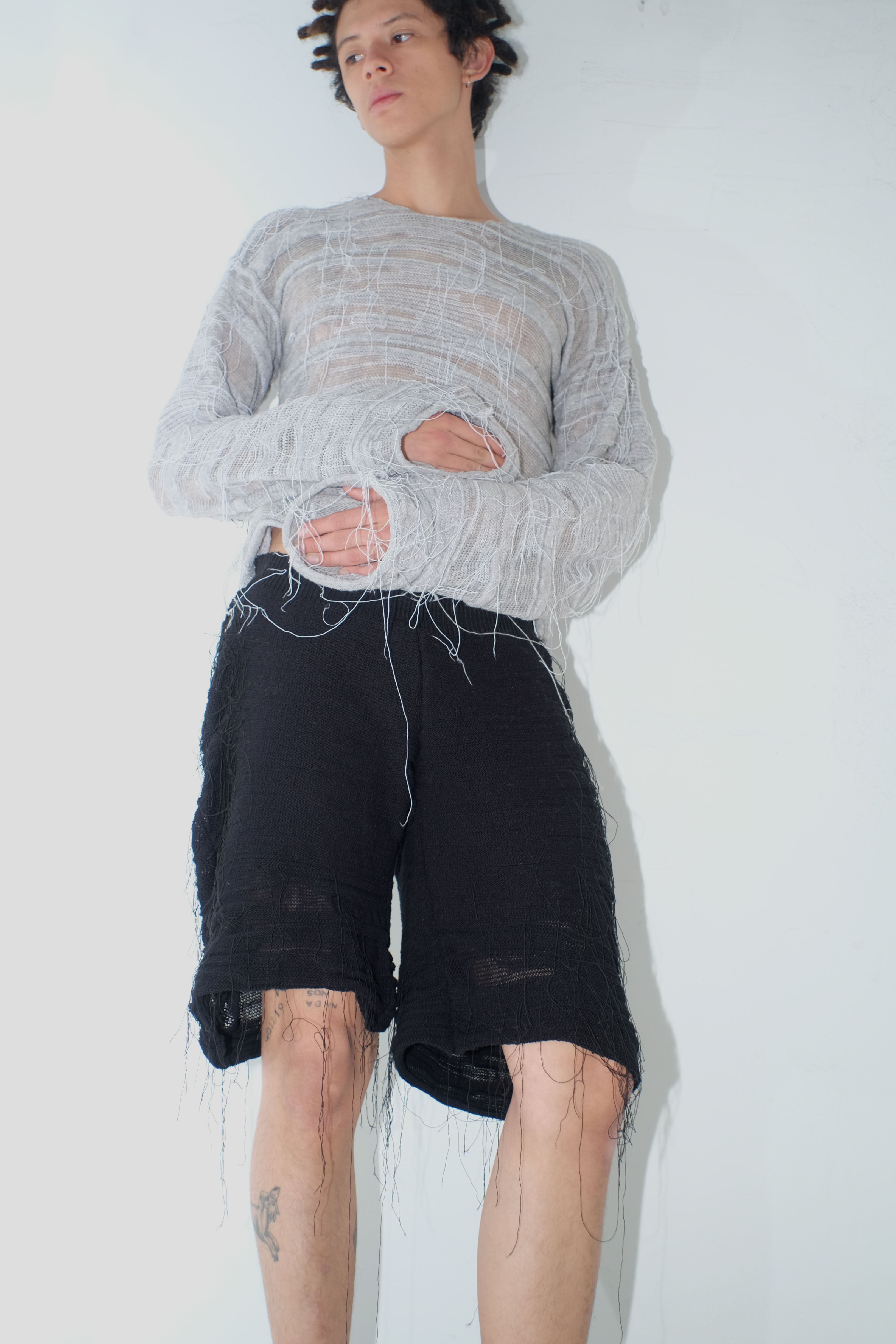 krystal paniagua mens organic shorts black knitwear