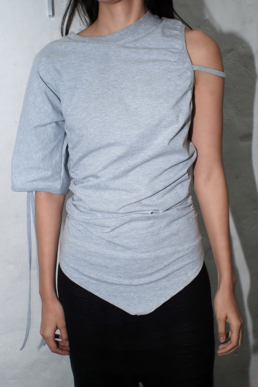 krystal paniagua grey jersey asymmetric top