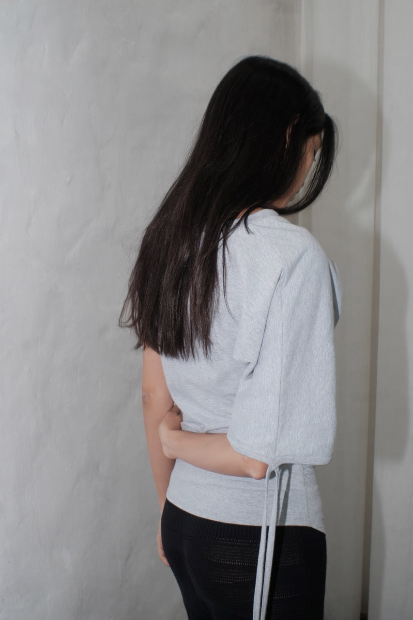 krystal paniagua grey jersey asymmetric top