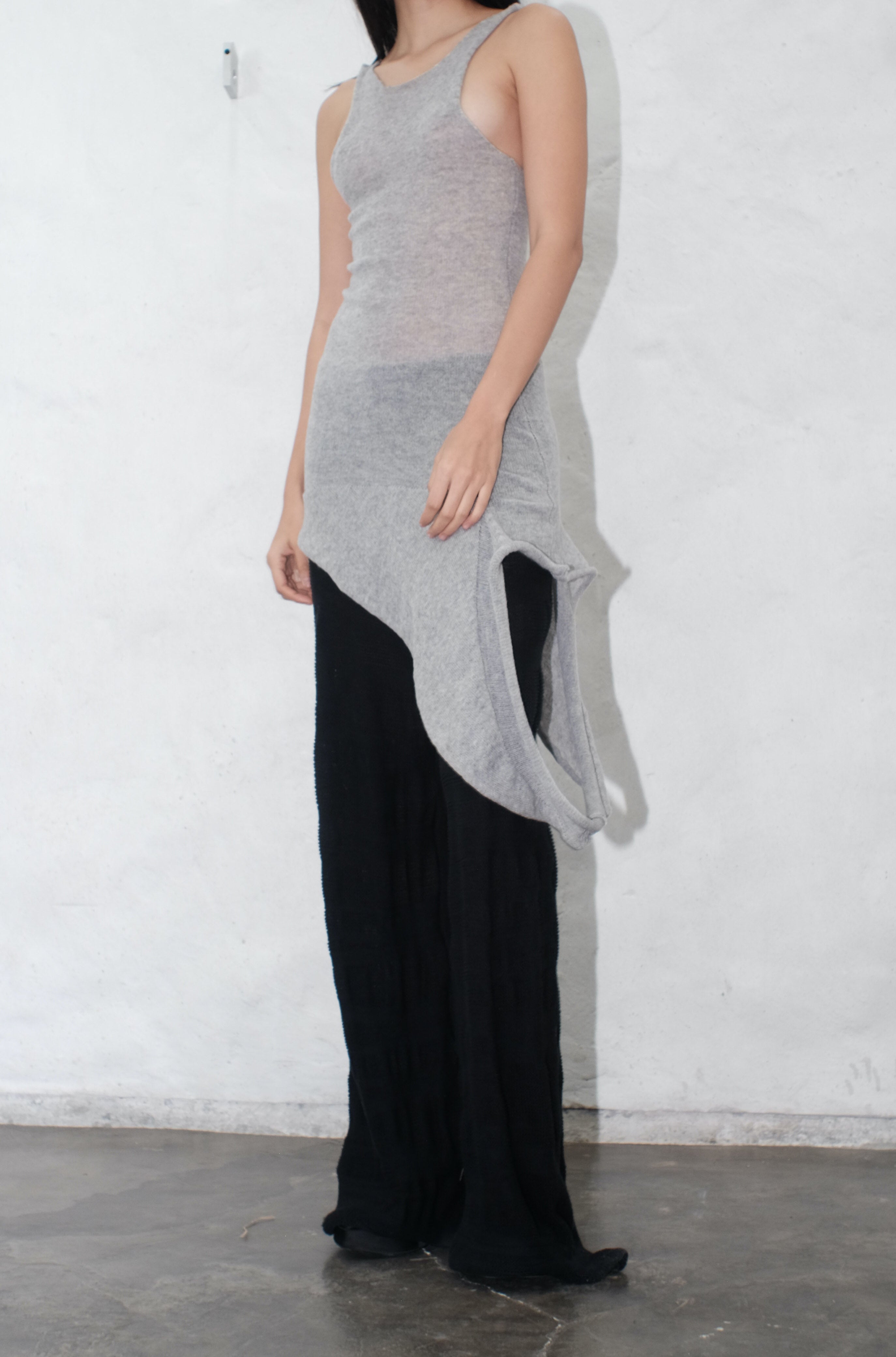krystal paniagua side hold top grey knit