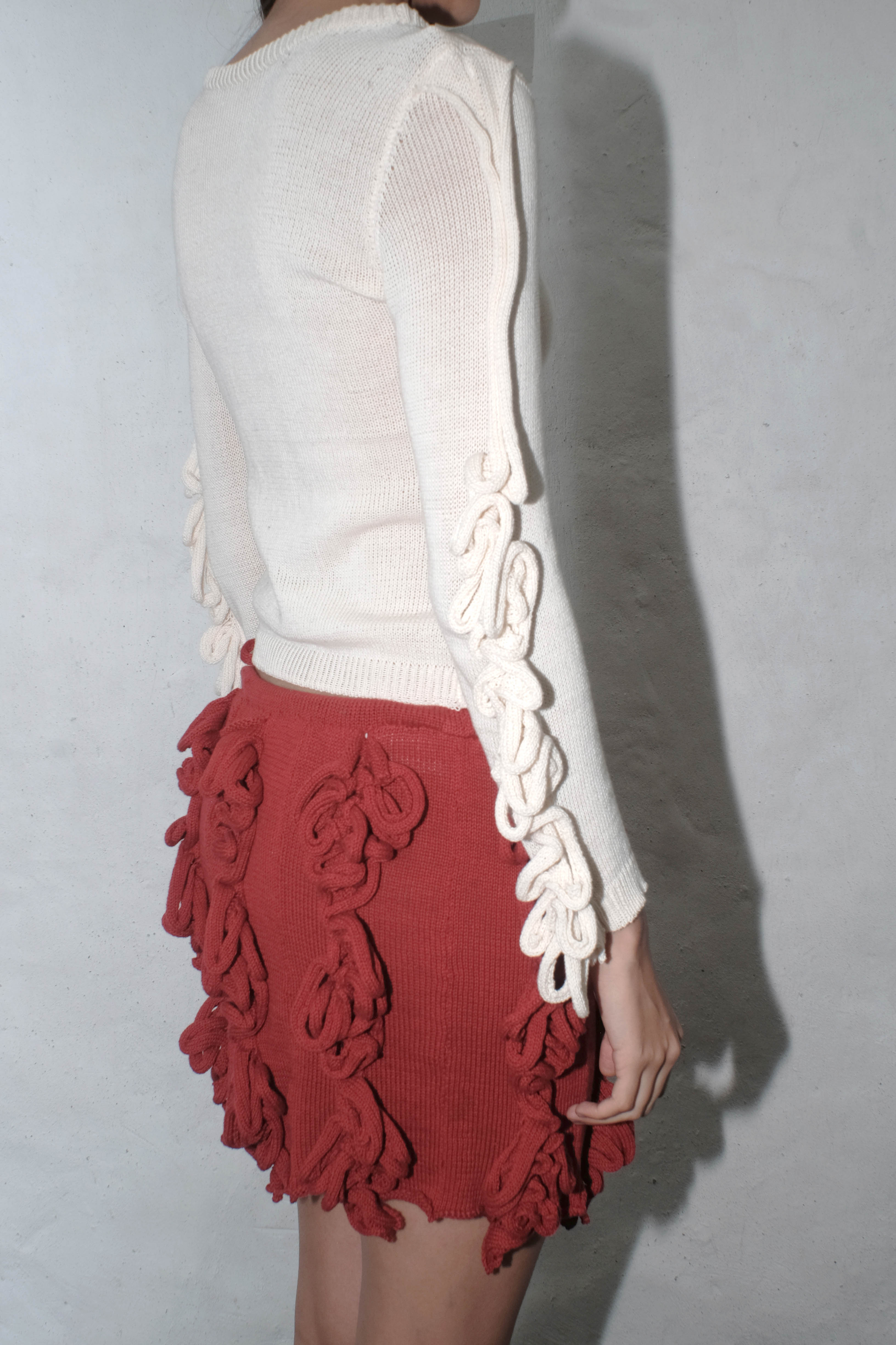 krystal paniagua red loop mini skirt