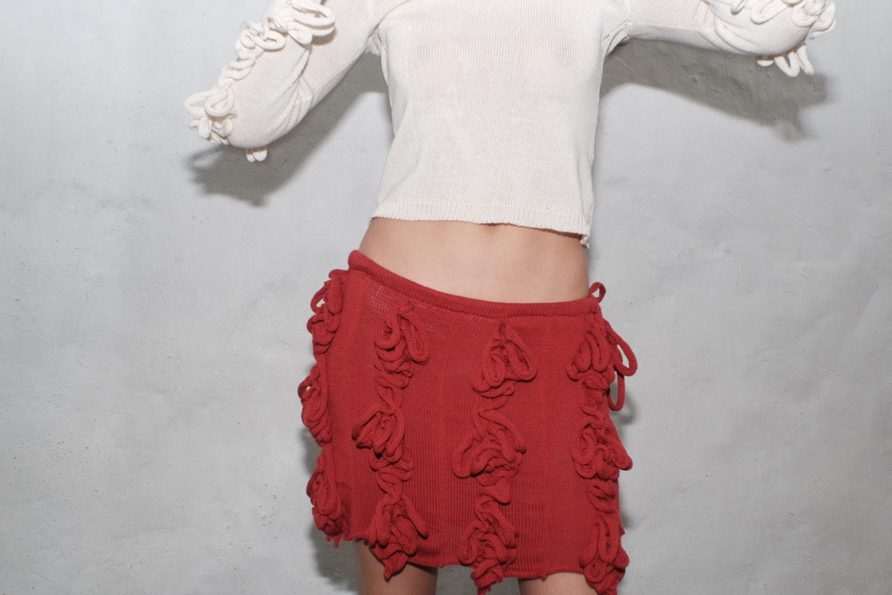 krystal paniagua red loop mini skirt 