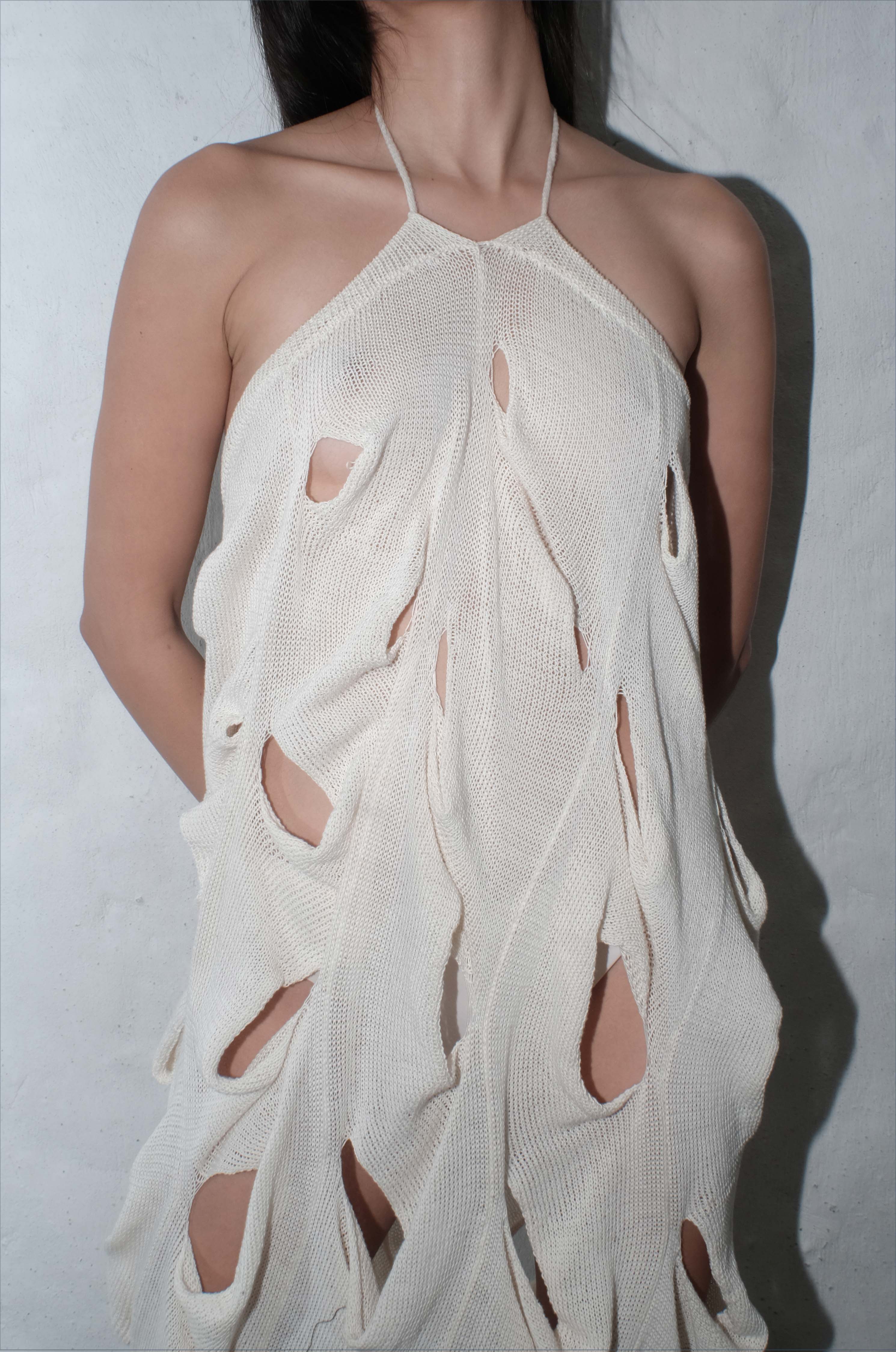 krystal paniagua cascade skirt white knitwear