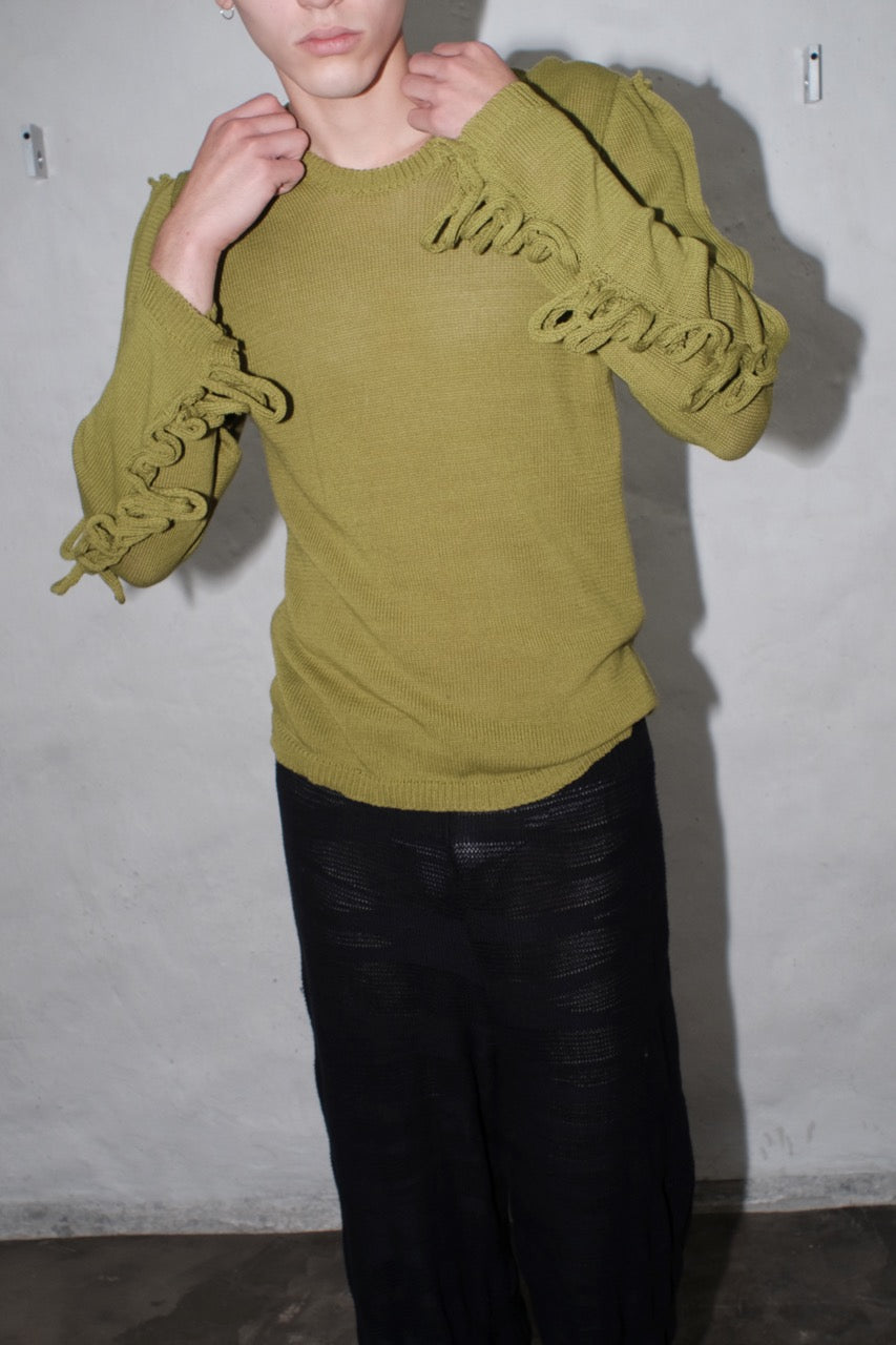 krystal paniagua swiggle longsleeve green mens top knitwear