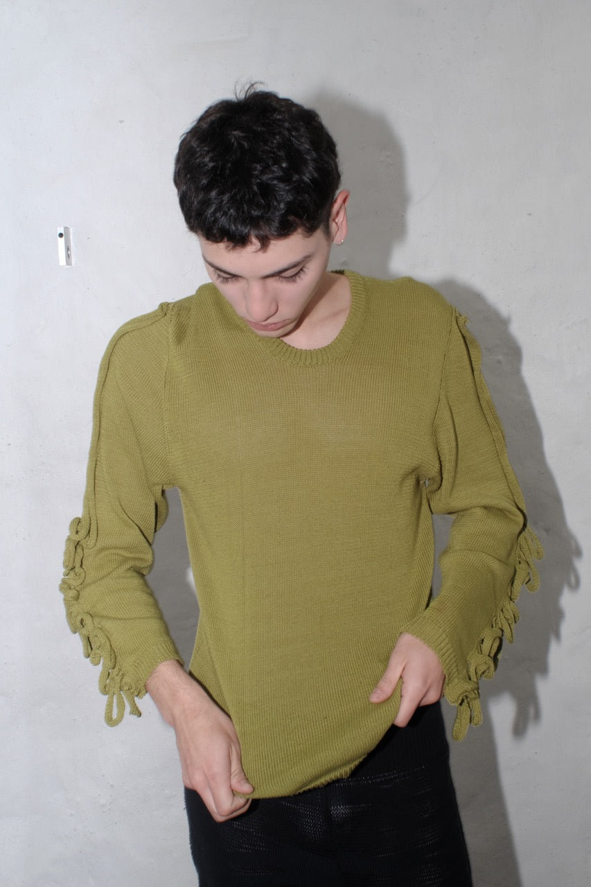 krystal paniagua swiggle longsleeve green mens top knitwear