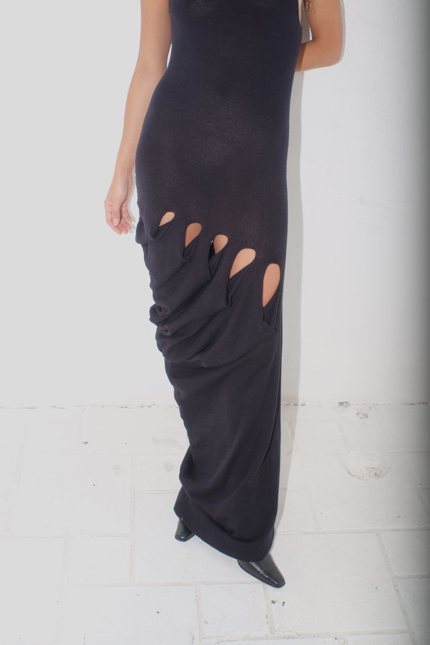 krystal paniagua side hold dress black knit