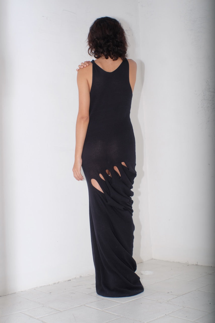 krystal paniagua side hold dress black knit