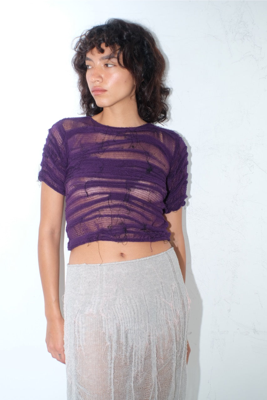 krystal paniagua organic cropped top purple knitwear