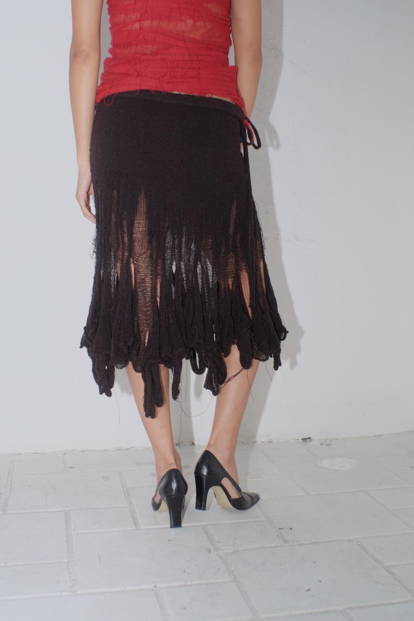 krystal paniagua brown swiggle skirt knitwear