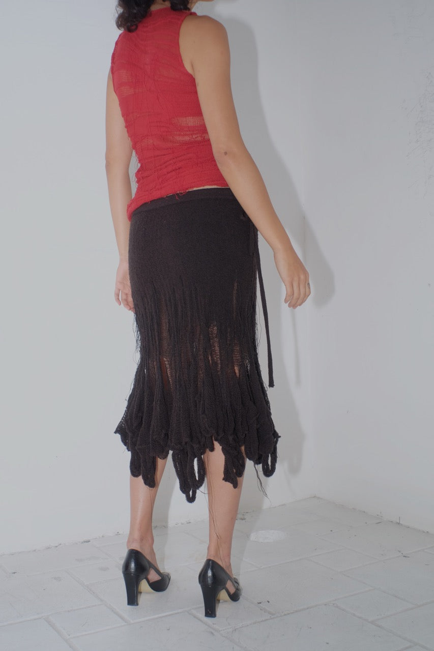 krystal paniagua brown swiggle skirt knitwear