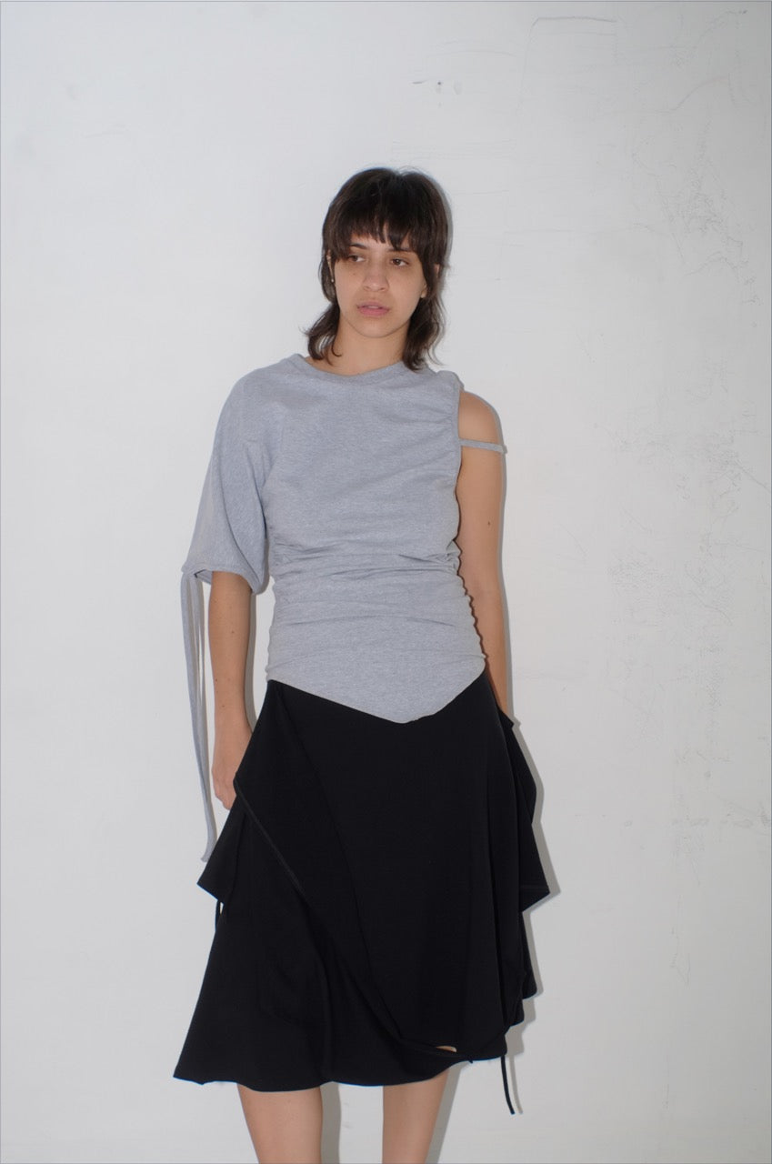 krystal paniagua grey jersey asymmetric top