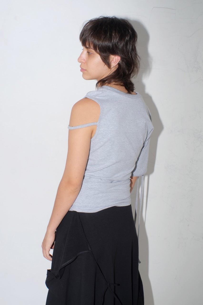 krystal paniagua grey jersey asymmetric top