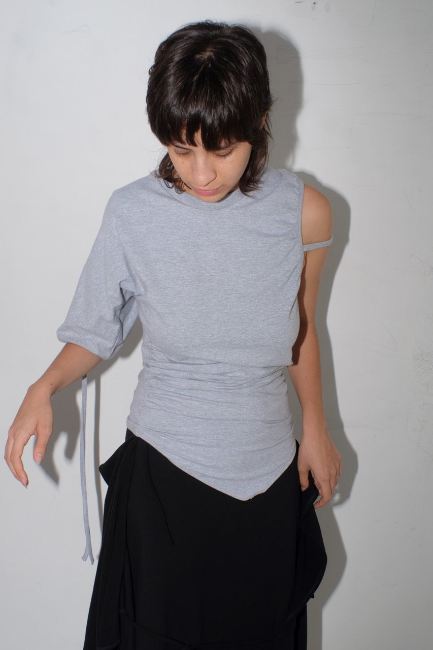 krystal paniagua grey jersey asymmetric top