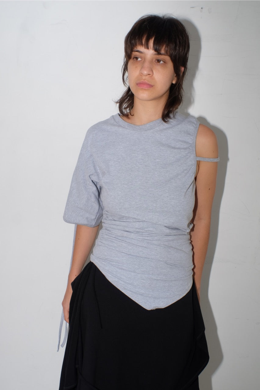 krystal paniagua grey jersey asymmetric top