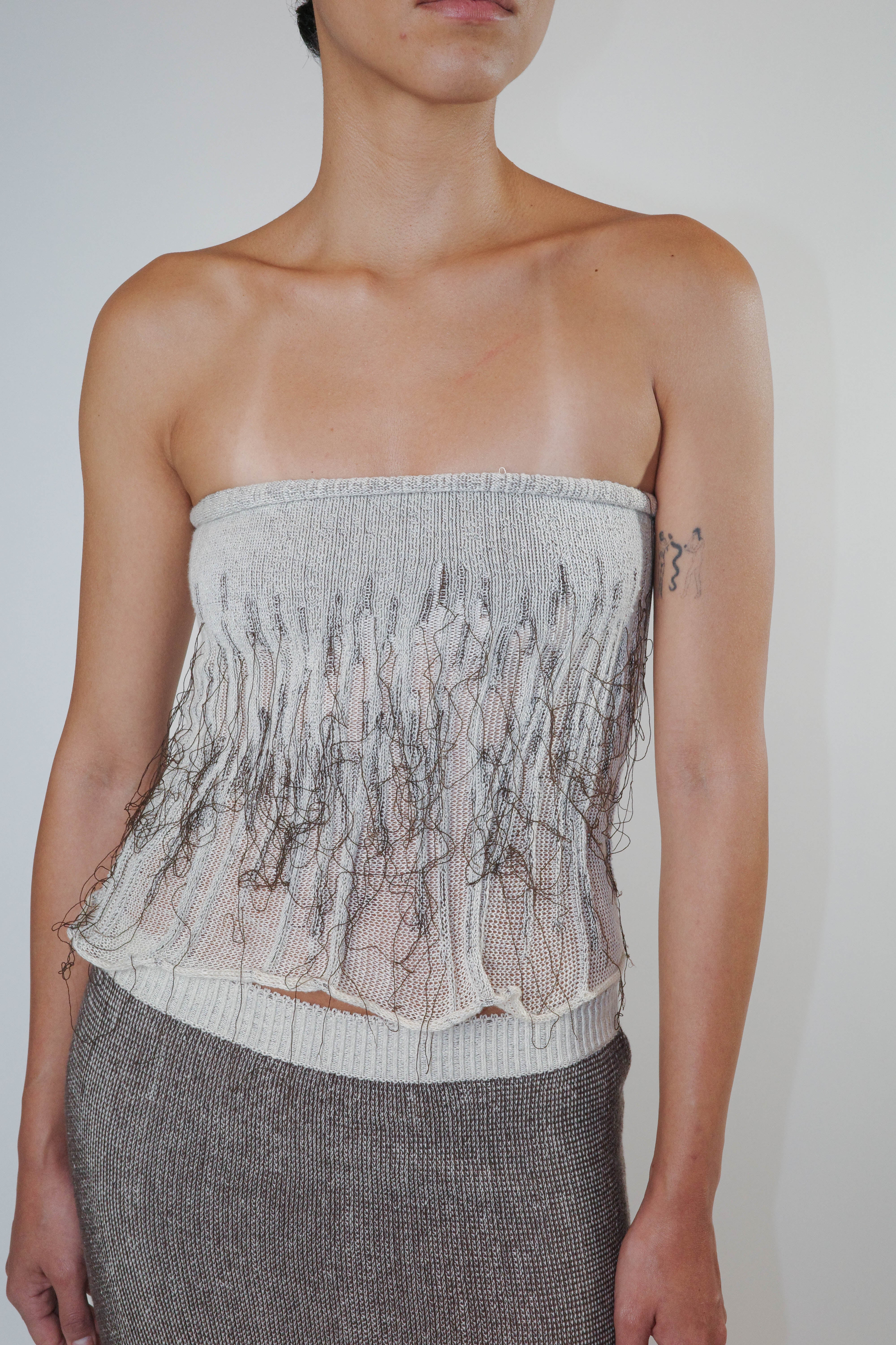 Organic Tube Top (Cream/Brown)