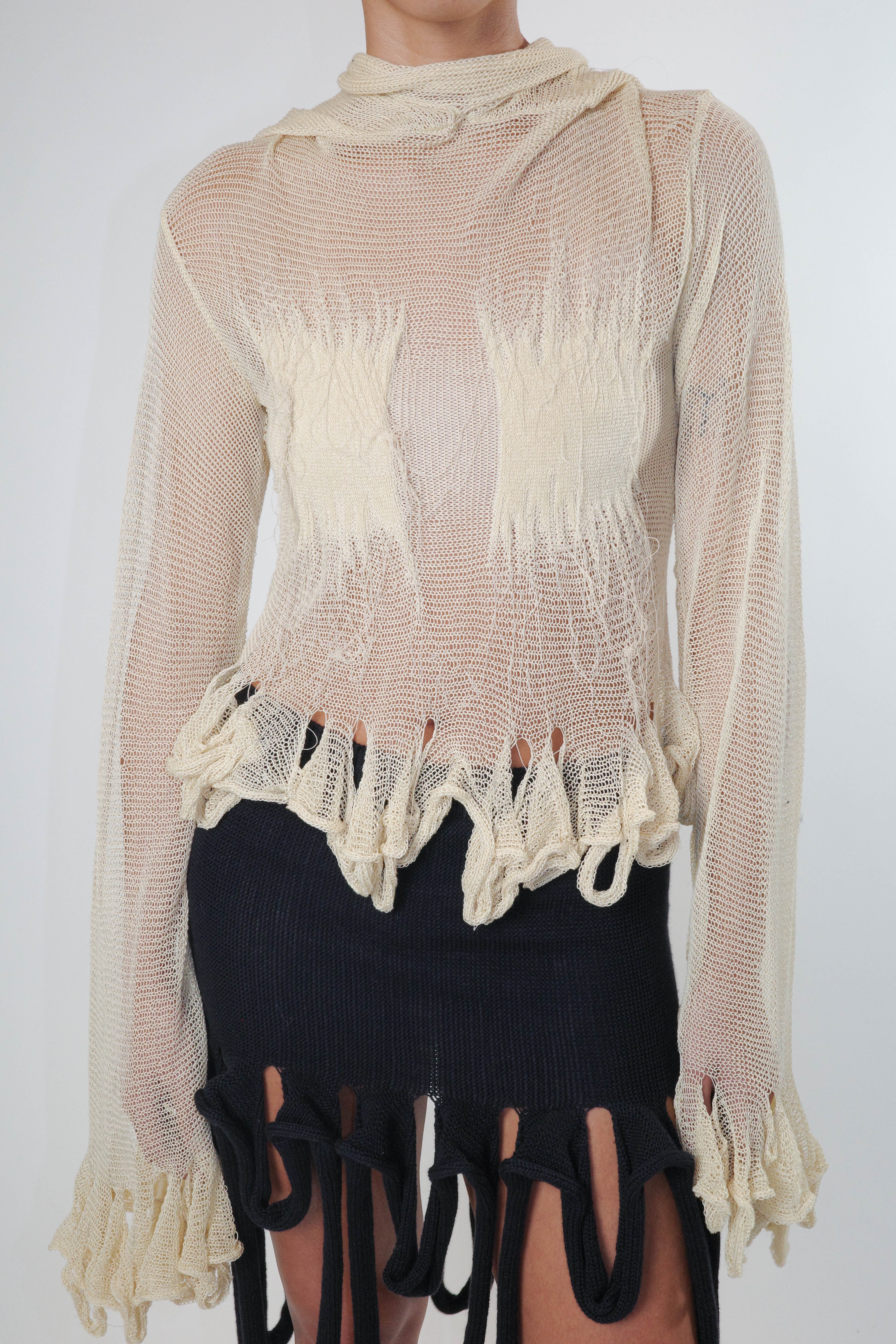 ALEXA FLOWER KNIT ホワイト Alexa Top (Beige)