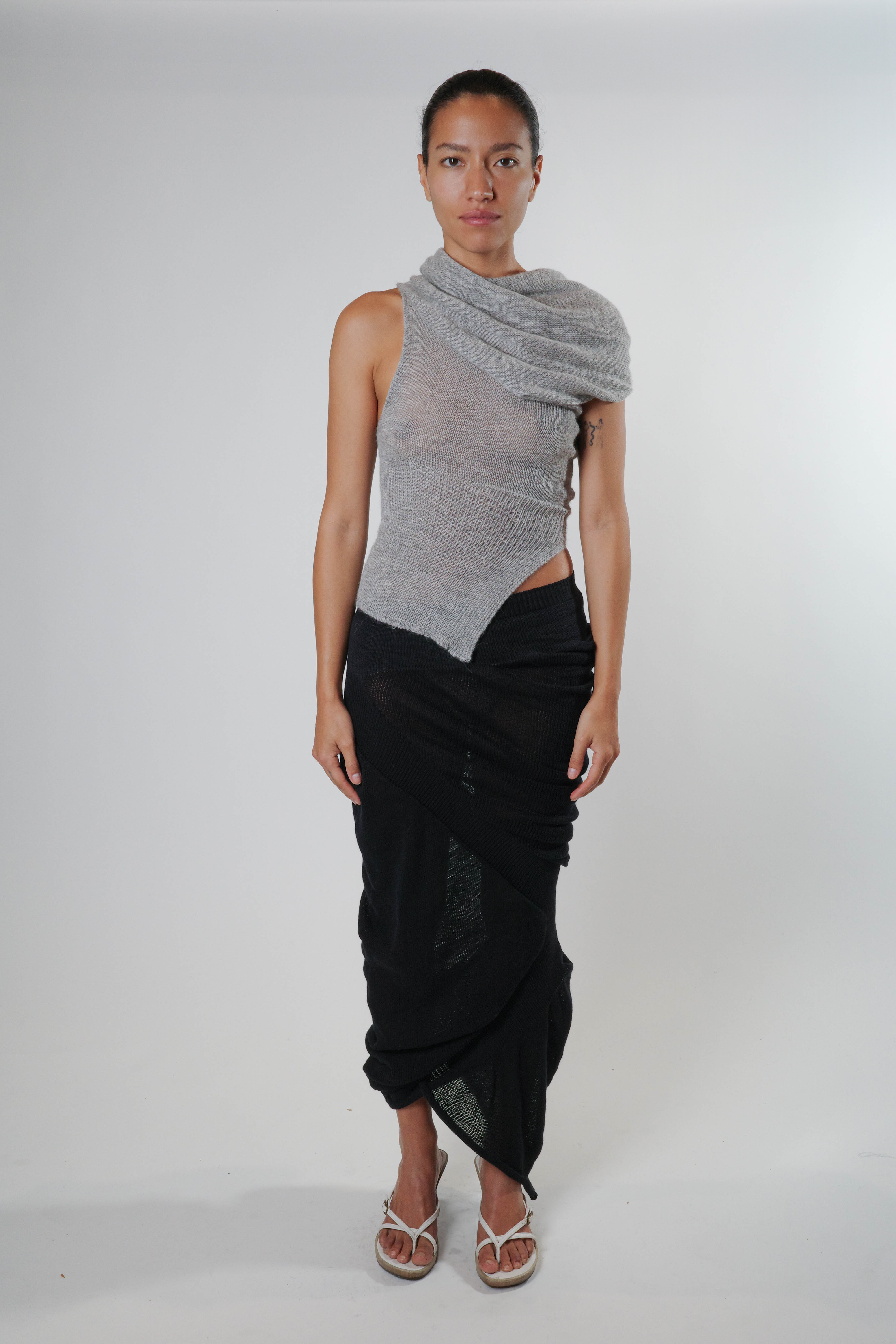 Neck Drape Top (Grey)